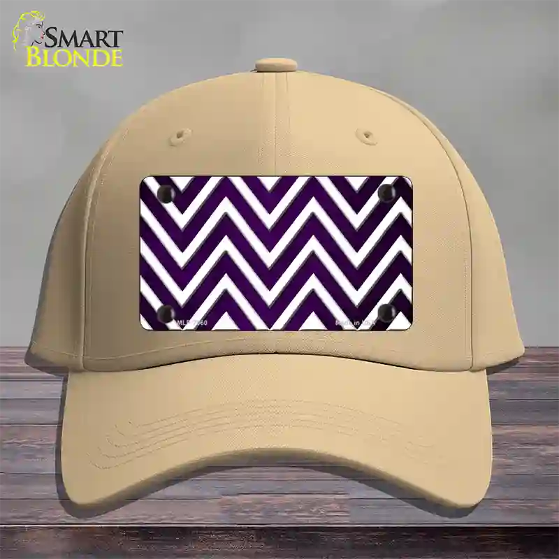 Purple White Chevron Oil Rubbed Novelty License Plate Hat Cotton / Khaki