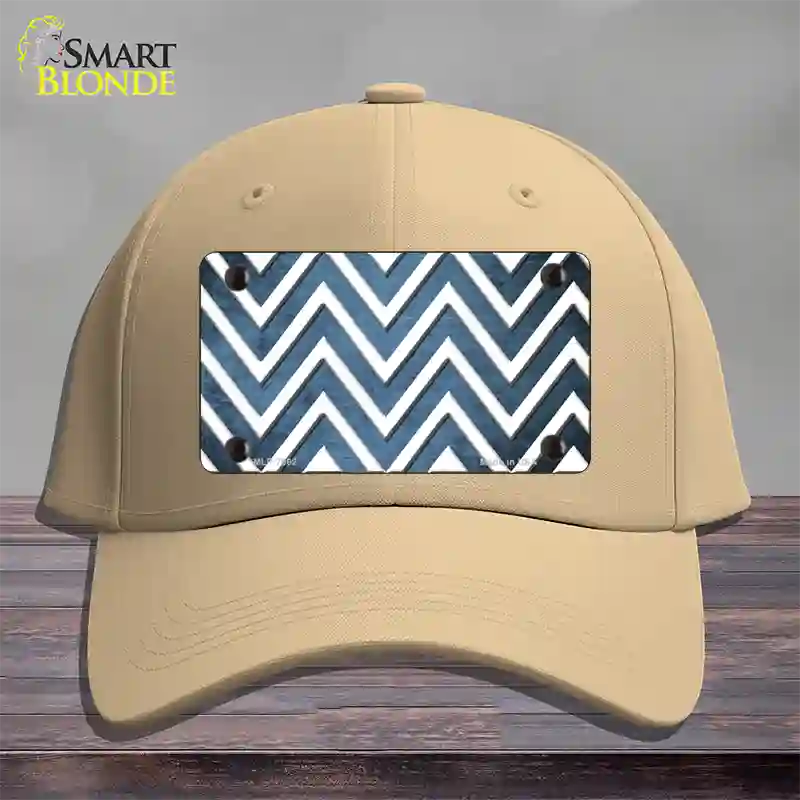 Light Blue White Chevron Oil Rubbed Novelty License Plate Hat Cotton / Khaki