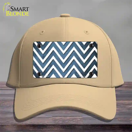 Light Blue White Chevron Oil Rubbed Novelty License Plate Hat Cotton / Khaki