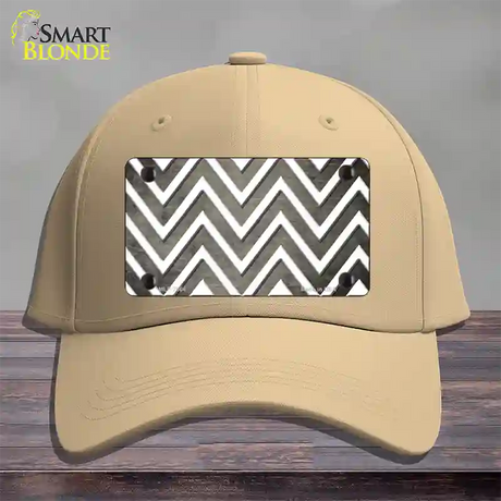 Tan White Chevron Oil Rubbed Novelty License Plate Hat Cotton / Khaki