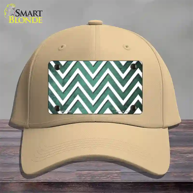 Mint White Chevron Oil Rubbed Novelty License Plate Hat Cotton / Khaki