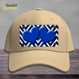 Blue White Hearts Chevron Oil Rubbed Novelty License Plate Hat Cotton / Khaki