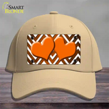 Orange White Hearts Chevron Oil Rubbed Novelty License Plate Hat Cotton / Khaki