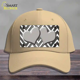 Gray White Hearts Chevron Oil Rubbed Novelty License Plate Hat Cotton / Khaki