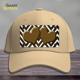 Brown White Hearts Chevron Oil Rubbed Novelty License Plate Hat Cotton / Khaki