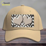 Tan White Hearts Chevron Oil Rubbed Novelty License Plate Hat Cotton / Khaki