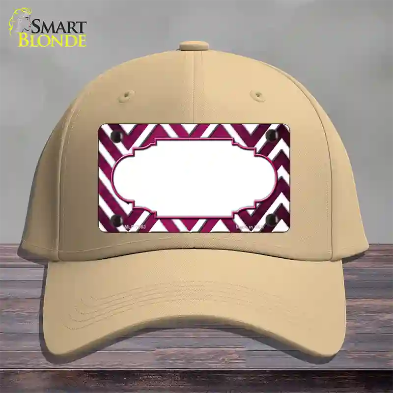 Pink White Chevron Scallop Oil Rubbed Novelty License Plate Hat Cotton / Khaki