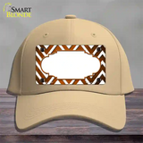 Orange White Chevron Scallop Oil Rubbed Novelty License Plate Hat Cotton / Khaki