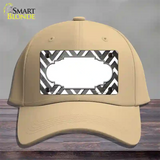 Gray White Chevron Scallop Oil Rubbed Novelty License Plate Hat Cotton / Khaki