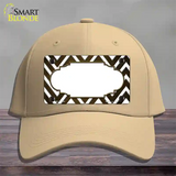 Brown White Chevron Scallop Oil Rubbed Novelty License Plate Hat Cotton / Khaki