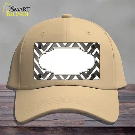 Tan White Chevron Scallop Oil Rubbed Novelty License Plate Hat Cotton / Khaki