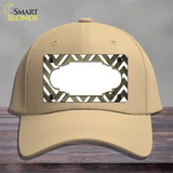 Gold White Chevron Scallop Oil Rubbed Novelty License Plate Hat Cotton / Khaki