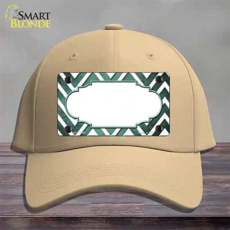 Mint White Chevron Scallop Oil Rubbed Novelty License Plate Hat Cotton / Khaki