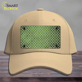 Lime Green White Quatrefoil Oil Rubbed Novelty License Plate Hat Cotton / Khaki