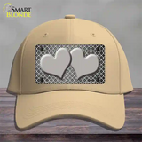 Gray White Quatrefoil Hearts Oil Rubbed Novelty License Plate Hat Cotton / Khaki