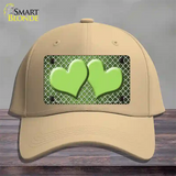 Lime Green White Quatrefoil Hearts Oil Rubbed Novelty License Plate Hat Cotton / Khaki