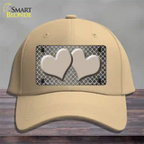 Tan White Quatrefoil Hearts Oil Rubbed Novelty License Plate Hat Cotton / Khaki