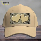 Gold White Quatrefoil Hearts Oil Rubbed Novelty License Plate Hat Cotton / Khaki