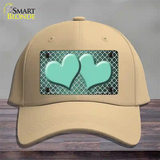 Mint White Quatrefoil Hearts Oil Rubbed Novelty License Plate Hat Cotton / Khaki