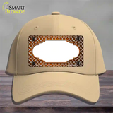 Orange White Quatrefoil Scallop Oil Rubbed Novelty License Plate Hat Cotton / Khaki