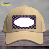 Purple White Quatrefoil Scallop Oil Rubbed Novelty License Plate Hat Cotton / Khaki