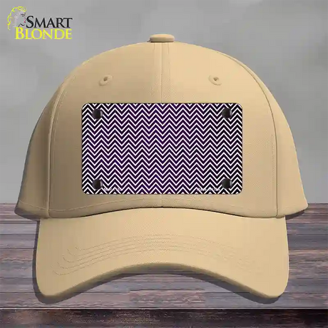 Purple White Small Chevron Oil Rubbed Novelty License Plate Hat Cotton / Khaki