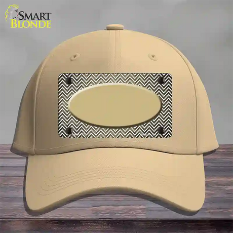 Gold White Small Chevron Oval Oil Rubbed Novelty License Plate Hat Cotton / Khaki