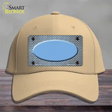 Light Blue White Small Chevron Oval Oil Rubbed Novelty License Plate Hat Cotton / Khaki