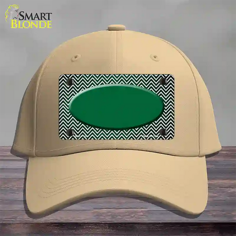 Green White Small Chevron Oval Oil Rubbed Novelty License Plate Hat Cotton / Khaki