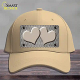 Tan White Small Chevron Hearts Oil Rubbed Novelty License Plate Hat Cotton / Khaki