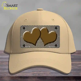 Brown White Small Chevron Hearts Oil Rubbed Novelty License Plate Hat Cotton / Khaki