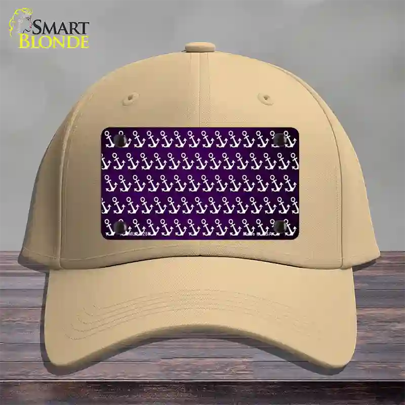 Purple White Anchor Oil Rubbed Novelty License Plate Hat Cotton / Khaki