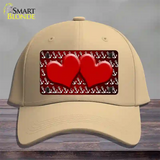 Red White Anchor Hearts Oil Rubbed Novelty License Plate Hat Cotton / Khaki