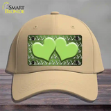 Lime Green White Anchor Hearts Oil Rubbed Novelty License Plate Hat Cotton / Khaki