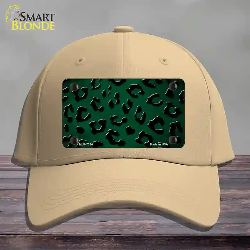 Green Black Cheetah Oil Rubbed Novelty License Plate Hat Cotton / Khaki