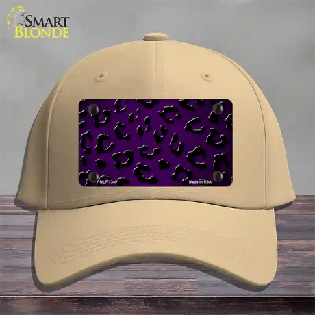 Purple Black Cheetah Oil Rubbed Novelty License Plate Hat Cotton / Khaki