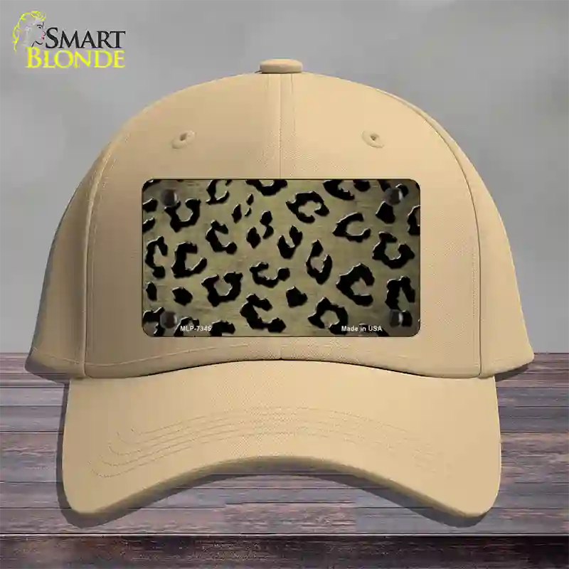 Gold Black Cheetah Oil Rubbed Novelty License Plate Hat Cotton / Khaki