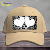 White Black Cheetah Hearts Oil Rubbed Novelty License Plate Hat Cotton / Khaki