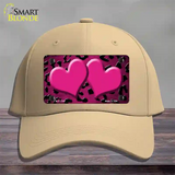 Pink Black Cheetah Hearts Oil Rubbed Novelty License Plate Hat Cotton / Khaki