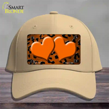 Orange Black Cheetah Hearts Oil Rubbed Novelty License Plate Hat Cotton / Khaki