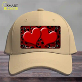 Red Black Cheetah Hearts Oil Rubbed Novelty License Plate Hat Cotton / Khaki