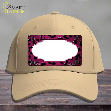 Pink Black Cheetah Scallop Oil Rubbed Novelty License Plate Hat Cotton / Khaki