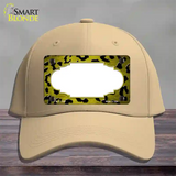 Yellow Black Cheetah Scallop Oil Rubbed Novelty License Plate Hat Cotton / Khaki