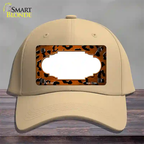 Orange Black Cheetah Scallop Oil Rubbed Novelty License Plate Hat Cotton / Khaki