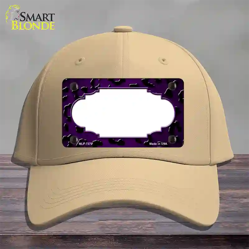 Purple Black Cheetah Scallop Oil Rubbed Novelty License Plate Hat Cotton / Khaki