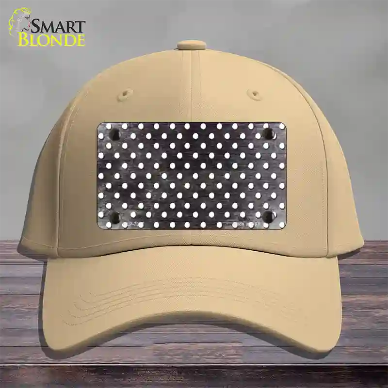 Black White Small Dots Oil Rubbed Novelty License Plate Hat Cotton / Khaki