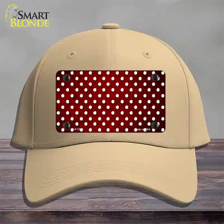 Red White Small Dots Oil Rubbed Novelty License Plate Hat Cotton / Khaki