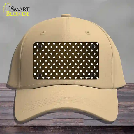 Brown White Small Dots Oil Rubbed Novelty License Plate Hat Cotton / Khaki