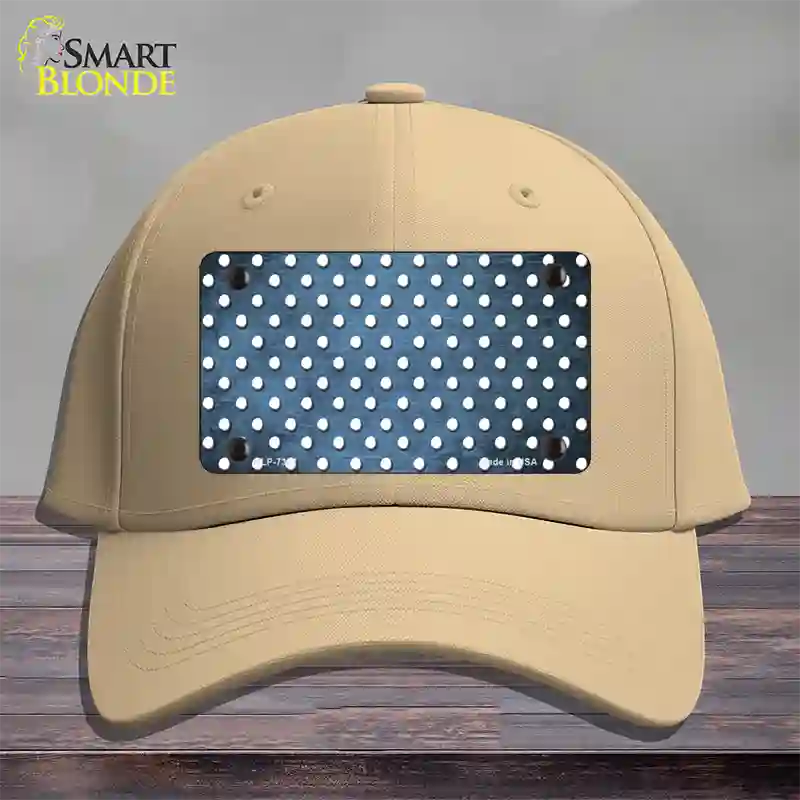 Light Blue White Small Dots Oil Rubbed Novelty License Plate Hat Cotton / Khaki