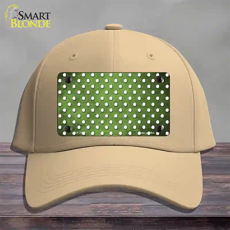 Lime Green White Small Dots Oil Rubbed Novelty License Plate Hat Cotton / Khaki